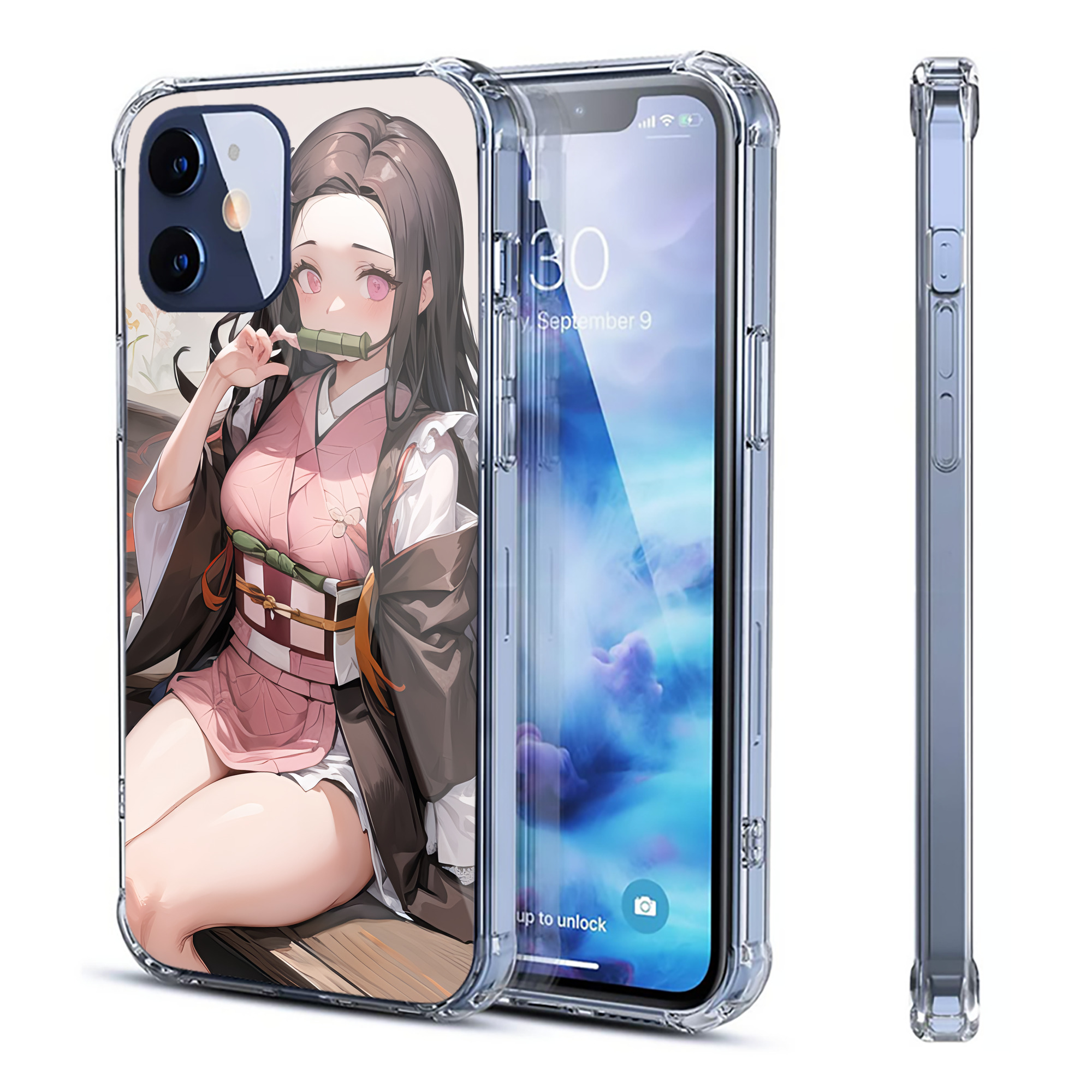 （画像用） 鬼滅の刃（きめつのやいば）竈門 禰󠄀豆子／かまど ねずこ Kamado Nezuko 【iPhone 12シリーズ対応】透明スマホケース（クリアソフトケース）